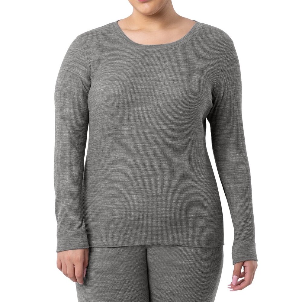 Fruit of the Loom Eversoft Waffle Thermal Top Gray Women’s XXXL (22) Snug Fit